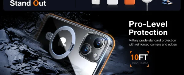 iPhone 15 Pro Torras UPRO Ostand Magsafe Phone Case with Stand - Clear - Image 2