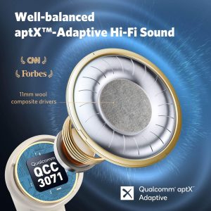 EarFun Air Pro 3 Noise Cancelling Wireless Earbuds Qualcomm® aptX™ Adaptive Sound 6 Mics CVC 8.0 ENC Bluetooth 5.3 Earbuds Multipoint Connection 45H Playtime App Customize EQ Wireless Charging - White - Image 6