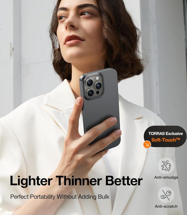 iPhone 15 Pro Max Torras OriginFit Series Thin Case - Titanium Grey - Image 2