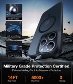 iPhone 15 Pro Magnetic Guardian Case with Military Grade Drop Tested Slim Translucent Matte Case by Torras - Black - Image 7