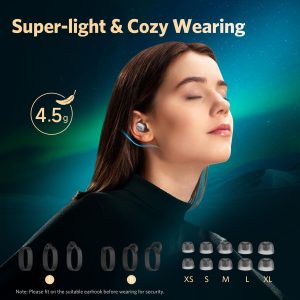 EarFun Free Pro 3 Noise Cancelling Wireless Earbuds Snapdragon Sound Qualcomm aptX™ Adaptive 6 Mics ENC Bluetooth 5.3 Earbuds Multipoint Connection Customizable EQ App Cozy Fit Wireless Charge - Black - Image 3