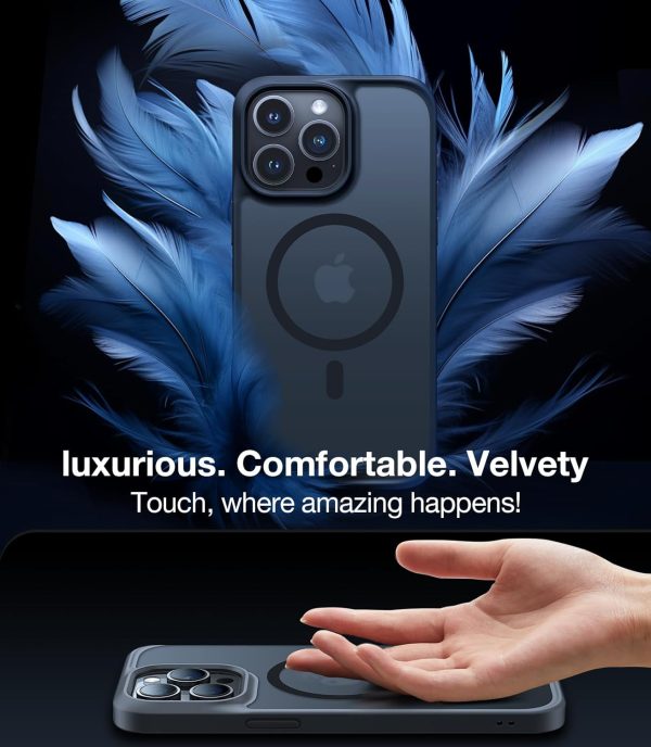 71HnXSfknwL._AC_SL1500_ iPhone 15 Pro Magnetic Guardian Case with Military Grade Drop Tested Slim Translucent Matte Case by Torras - Black - Image 2