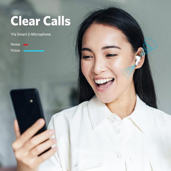 EarFun Air Mini 2 Wireless Earbuds Bluetooth Earbuds with 2 Mics Lightweight Ture Wireless Earbuds with 10mm Driver TWS Earbuds with Game Mode USB-C Fast Charge 24Hrs Long Playtime - White - Image 5