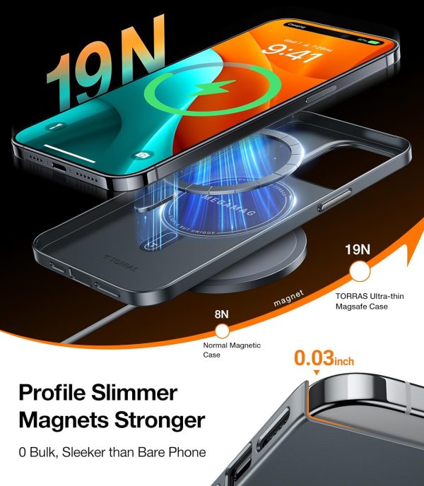 iPhone 15 Pro Torras OriginFit Magsafe Series Thin Case - Titanium Grey - Image 3