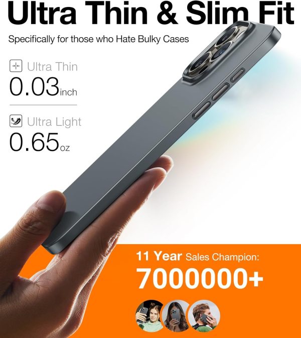 iPhone 15 Pro Max Torras OriginFit Series Thin Case - Titanium Grey - Image 5