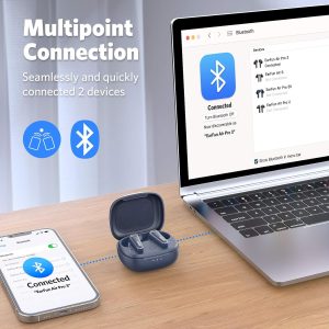 EarFun Air Pro 3 Noise Cancelling Wireless Earbuds Qualcomm® aptX™ Adaptive Sound 6 Mics CVC 8.0 ENC Bluetooth 5.3 Earbuds Multipoint Connection 45H Playtime App Customize EQ Wireless Charging - Blue - Image 3