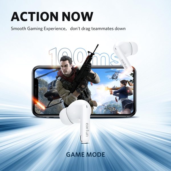 EarFun Air Mini 2 Wireless Earbuds Bluetooth Earbuds with 2 Mics Lightweight Ture Wireless Earbuds with 10mm Driver TWS Earbuds with Game Mode USB-C Fast Charge 24Hrs Long Playtime - White - Image 3