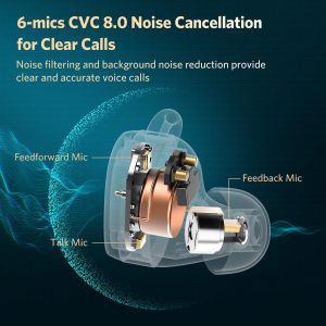 EarFun Free Pro 3 Noise Cancelling Wireless Earbuds Snapdragon Sound Qualcomm aptX™ Adaptive 6 Mics ENC Bluetooth 5.3 Earbuds Multipoint Connection Customizable EQ App Cozy Fit Wireless Charge - Blue - Image 3