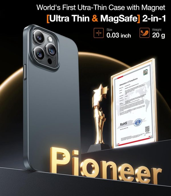 iPhone 15 Pro Torras OriginFit Magsafe Series Thin Case - Titanium Grey - Image 4