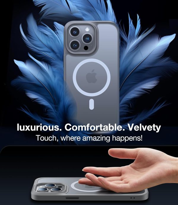 71ew8Q6V9uL._AC_SL1500_ iPhone 15 Pro Magnetic Guardian Case with Military Grade Drop Tested Slim Translucent Matte Case by Torras - Titanium Grey - Image 6