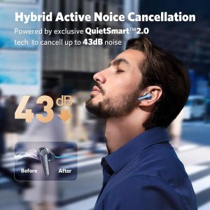 EarFun Air Pro 3 Noise Cancelling Wireless Earbuds Qualcomm® aptX™ Adaptive Sound 6 Mics CVC 8.0 ENC Bluetooth 5.3 Earbuds Multipoint Connection 45H Playtime App Customize EQ Wireless Charging - Blue - Image 5