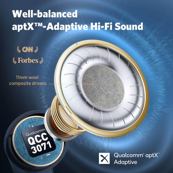 EarFun Air Pro 3 Noise Cancelling Wireless Earbuds Qualcomm® aptX™ Adaptive Sound 6 Mics CVC 8.0 ENC Bluetooth 5.3 Earbuds Multipoint Connection 45H Playtime App Customize EQ Wireless Charging - Blue - Image 6