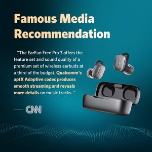 EarFun Free Pro 3 Noise Cancelling Wireless Earbuds Snapdragon Sound Qualcomm aptX™ Adaptive 6 Mics ENC Bluetooth 5.3 Earbuds Multipoint Connection Customizable EQ App Cozy Fit Wireless Charge - Black - Image 8