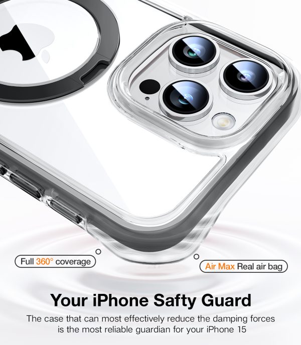 iPhone 15 Pro Max Torras Ostand SS Shockproof Case with Stand - Black - Image 4