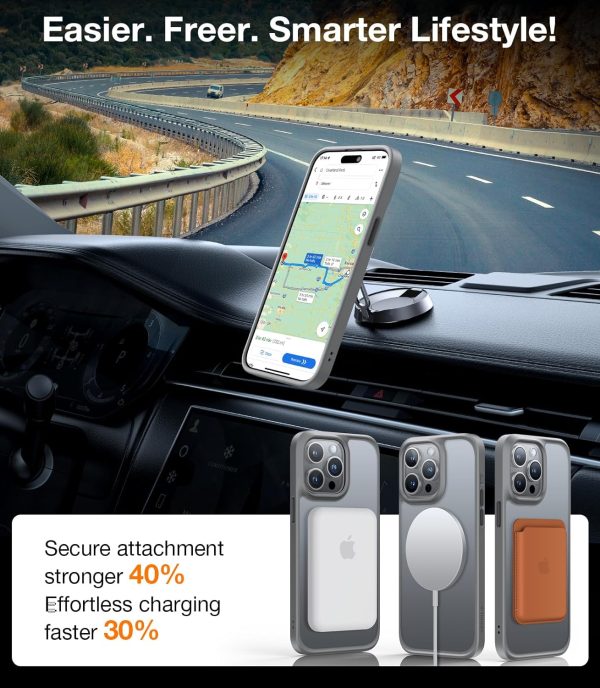 81BTVY-22hL._AC_SL1500_ iPhone 15 Pro Magnetic Guardian Case with Military Grade Drop Tested Slim Translucent Matte Case by Torras - Titanium Grey - Image 2