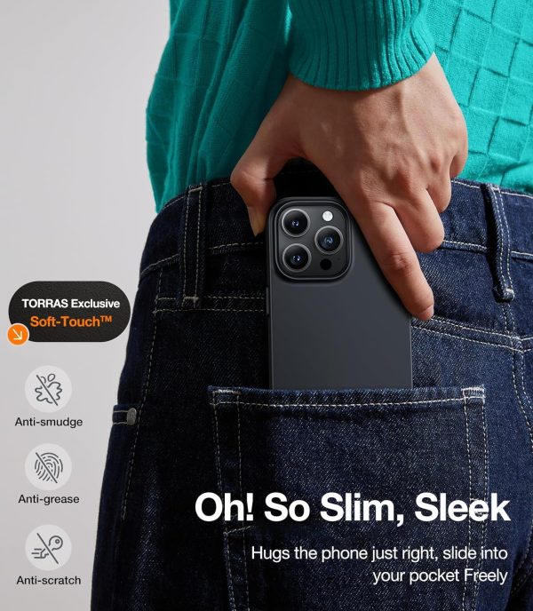 iPhone 15 Pro Max Torras OriginFit Magsafe Series Thin Case - Black - Image 3