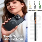 iPhone 15 Pro Torras UPRO Ostand Pro Series Magsafe Case - Titanium Grey - Image 3