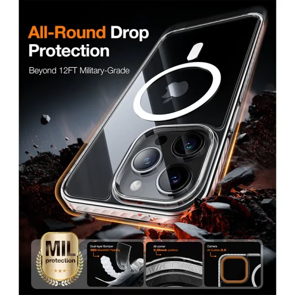 iPhone 15 Pro Torras Sparka Mag Series Magsafe Case - Clear - Image 4