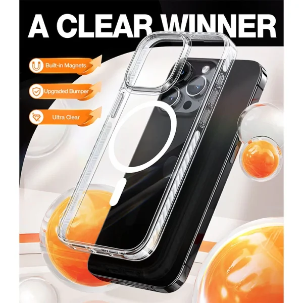 iPhone 15 Pro Torras Sparka Mag Series Magsafe Case - Clear - Image 5