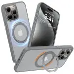 iPhone 15 Pro Torras UPRO Ostand Pro Series Magsafe Case - Titanium Grey