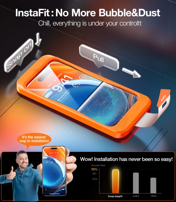 安装-2 iPhone 15 Pro Install Master Tempered Glass Protector by Torras with Application Kit - 1 PACK - Image 6