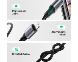 UGREEN Lightning to 3.5mm Aux Cable Aluminum Shell with Braided 1m 70509 - Image 2