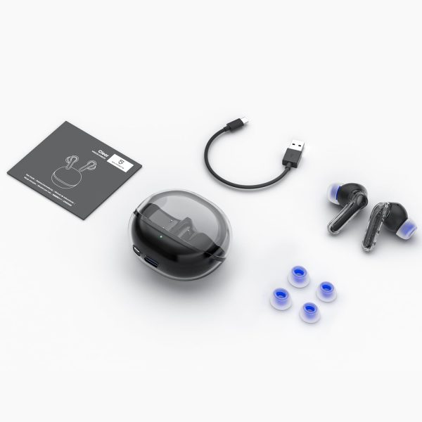 SoundPEATS Clear Wireless Earbuds Bluetooth 5.3 Earphone in Ear Buds 12mm Drivers Dual Mic with ENC Clear Calls Game Mode 40Hrs Playtime IPX4 Transparent Design - Black - BB - Image 2