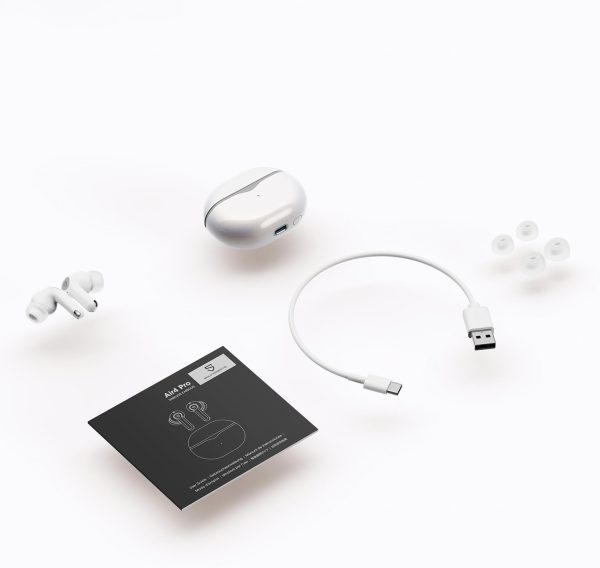 SoundPEATS Air4 Pro Adaptive Hybrid Active Noise Cancelling Earbuds Bluetooth 5.3 Earbuds with Lossless Sound & AptX Voice 6 Mic CVC 8.0 Multipoint Pairing in-Ear Detection Transparency Mode 26H - White - GC - Image 8