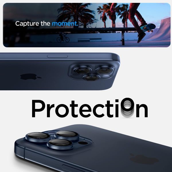 614lltGoPGL._AC_SL1200_ Apple iPhone 15 Pro Max / 15 Pro / 14 Pro Max / 14 Pro Camera Lens Protector GlasTR EZ Fit Optik Pro by Spigen - AGL07164 - Blue Titanium - 2 PACK - Image 6