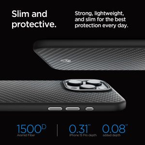 Apple iPhone 15 Pro Max Enzo Aramid Magsafe Case by Spigen - ACS07044 - Black - Image 3