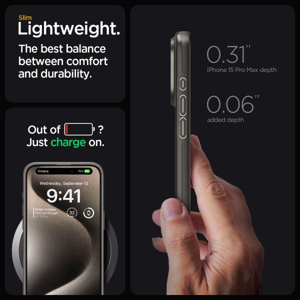 61Fq6K4clFL._AC_SL1200_ Apple iPhone 15 Pro Thin Fit Case by Spigen - ACS06687 - Gunmetal - Image 3
