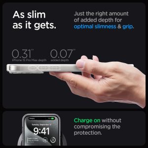 Apple iPhone 15 Pro Ultra MagFit Reduced Yellowing Case by Spigen - ACS07036  - Zero One White - Image 3