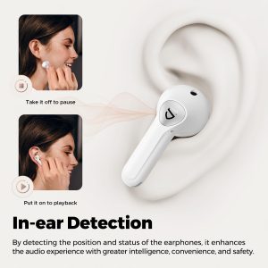 SoundPEATS Air4 Pro Adaptive Hybrid Active Noise Cancelling Earbuds Bluetooth 5.3 Earbuds with Lossless Sound & AptX Voice 6 Mic CVC 8.0 Multipoint Pairing in-Ear Detection Transparency Mode 26H - White - GC - Image 2