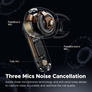 SoundPEATS Capsule3 Pro Hi-Res Headphones with LDAC Hybrid Active Noise Cancellation Earphones with 6 Mics for Calls Wireless Earbuds - Transparent White - BB - Image 4