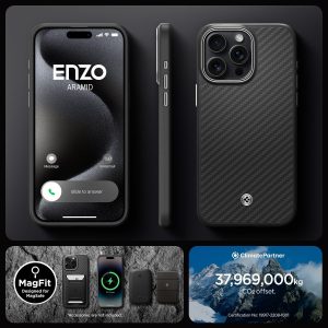 Apple iPhone 15 Pro Max Enzo Aramid Magsafe Case by Spigen - ACS07044 - Black - Image 2