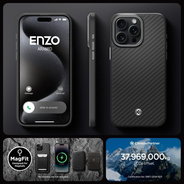 Apple iPhone 15 Pro Max Enzo Aramid Magsafe Case by Spigen - ACS07044 - Black - Image 2