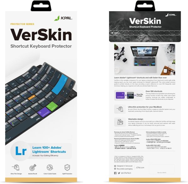 71DLeDKfvlL._AC_SL1500_ MacBook Air 15″ M2 / Air 13″ M2 / MacBook Pro 14″ M2, M1 / MacBook Pro 16″ M2, M1 VerSkin Adobe Lightroom Shortcut TPU Keyboard Protector by JCPAL - US-Layout - JCP2604 - Image 2