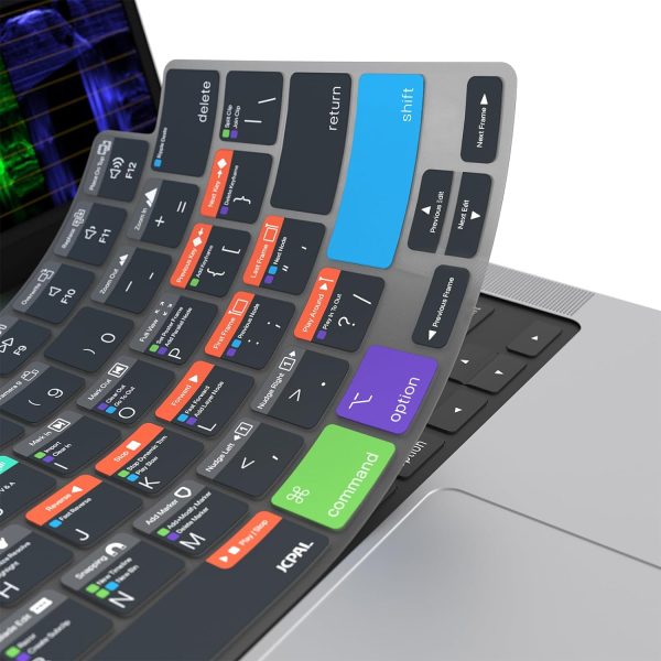 71NlKpMMfBL._AC_SL1500_ MacBook Air 15″ M3 / M2 / Air 13″ M3 / M2 / MacBook Pro 14″ M3, M2, M1 / MacBook Pro 16″ M3, M2, M1 Verskin Davinci Resolve Shortcut TPU Keyboard Protector by JCPAL - Transparent Black - JCP2667 - Image 3