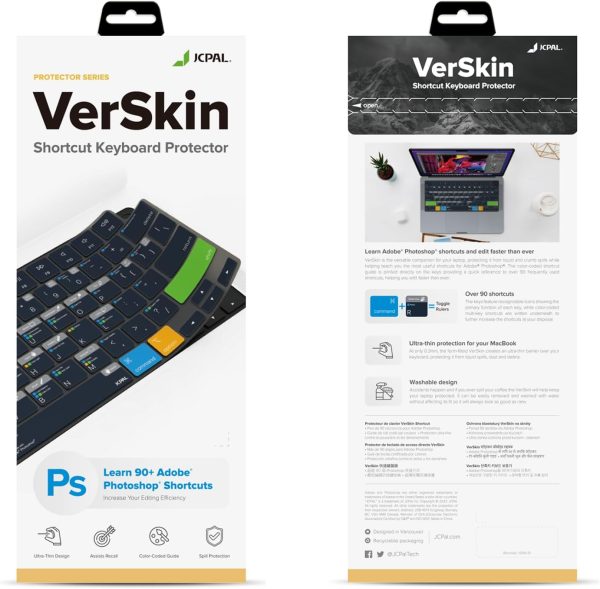 MacBook Pro 13" M2 2022 / M1 2020 , MacBook Pro 16" 2019 VerSkin Adobe Photoshop Shortcut Keyboard Cover by JCPAL - US-Layout - JCP2613 - Image 2