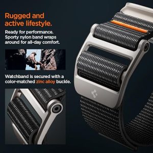 Spigen DuraPro Flex Ultra Designed for Apple Watch Band for Apple Watch Ultra 2 / Apple Watch Ultra 49mm Series 9 /8 / SE2 / 7/ 6 / SE / 5 / 4 / 3 / 2 /1 45mm / 44mm / 42mm Adjustable Solo Loop Band Strap - AMP05981 - Black - Image 4