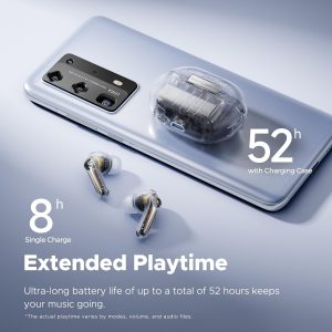 SoundPEATS Capsule3 Pro Hi-Res Headphones with LDAC Hybrid Active Noise Cancellation Earphones with 6 Mics for Calls Wireless Earbuds - Transparent White - BB - Image 5