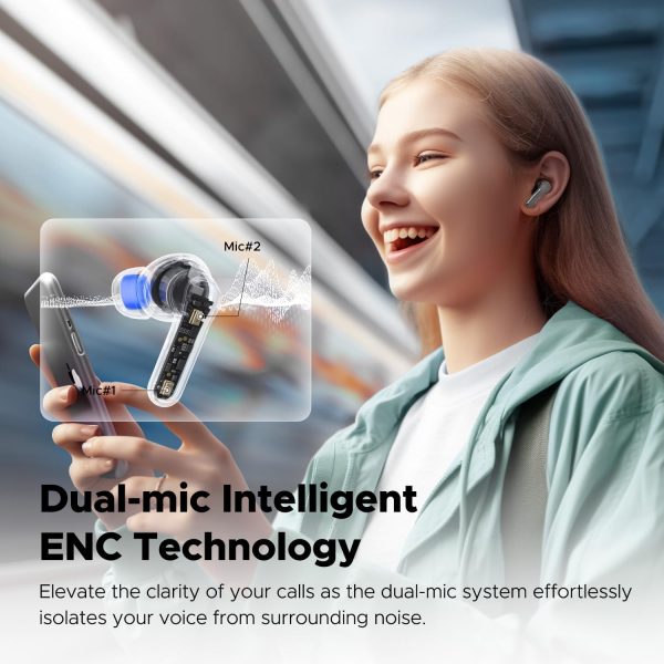 SoundPEATS Clear Wireless Earbuds Bluetooth 5.3 Earphone in Ear Buds 12mm Drivers Dual Mic with ENC Clear Calls Game Mode 40Hrs Playtime IPX4 Transparent Design - Black - BB - Image 5