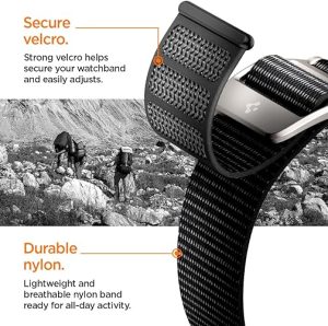 Spigen DuraPro Flex Ultra Designed for Apple Watch Band for Apple Watch Ultra 2 / Apple Watch Ultra 49mm Series 9 /8 / SE2 / 7/ 6 / SE / 5 / 4 / 3 / 2 /1 45mm / 44mm / 42mm Adjustable Solo Loop Band Strap - AMP05981 - Black - Image 2