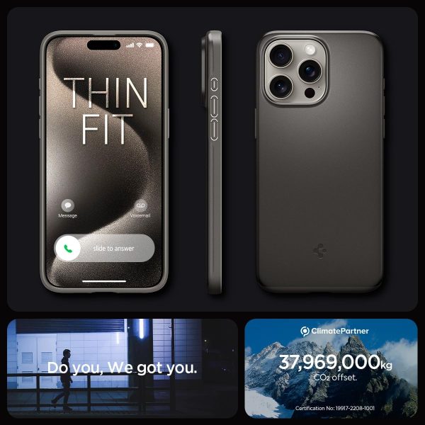 71xdX7MgJlL._AC_SL1200_ Apple iPhone 15 Pro Thin Fit Case by Spigen - ACS06687 - Gunmetal - Image 2