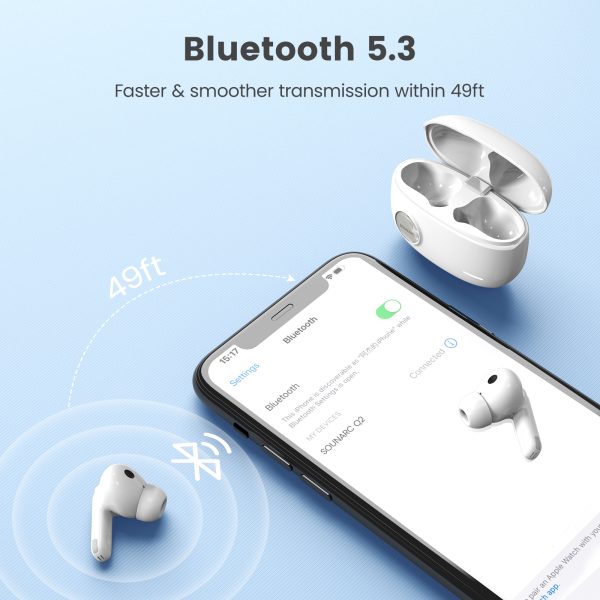 Bluetooth 5.3 Sounarc Q2 Earbuds Hybrid Dual Driver TWS Wireless Earphones with Bluetooth 5.3, One Key Recovery, 32 Hours Playtime - White - Image 10