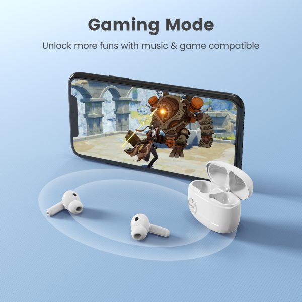Gaming Mode Sounarc Q2 Earbuds Hybrid Dual Driver TWS Wireless Earphones with Bluetooth 5.3, One Key Recovery, 32 Hours Playtime - White - Image 8