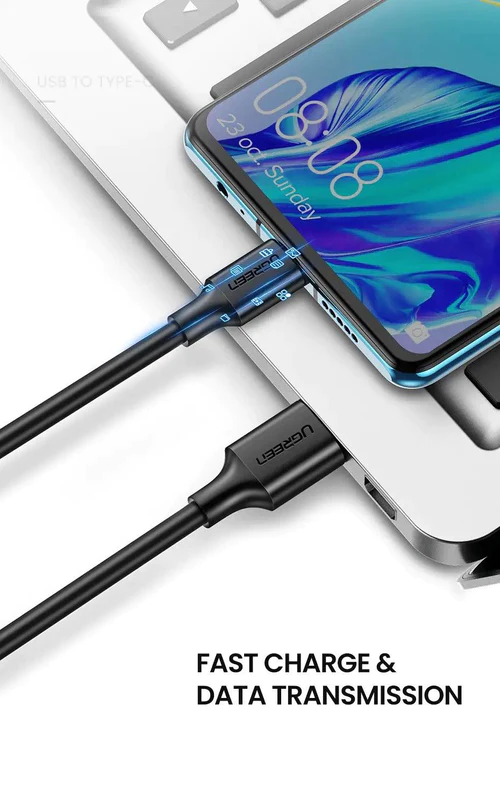 kabel ugreen us184 usb 3.0 to usb type c male cable nickel plating 3a 0.5m black 20881