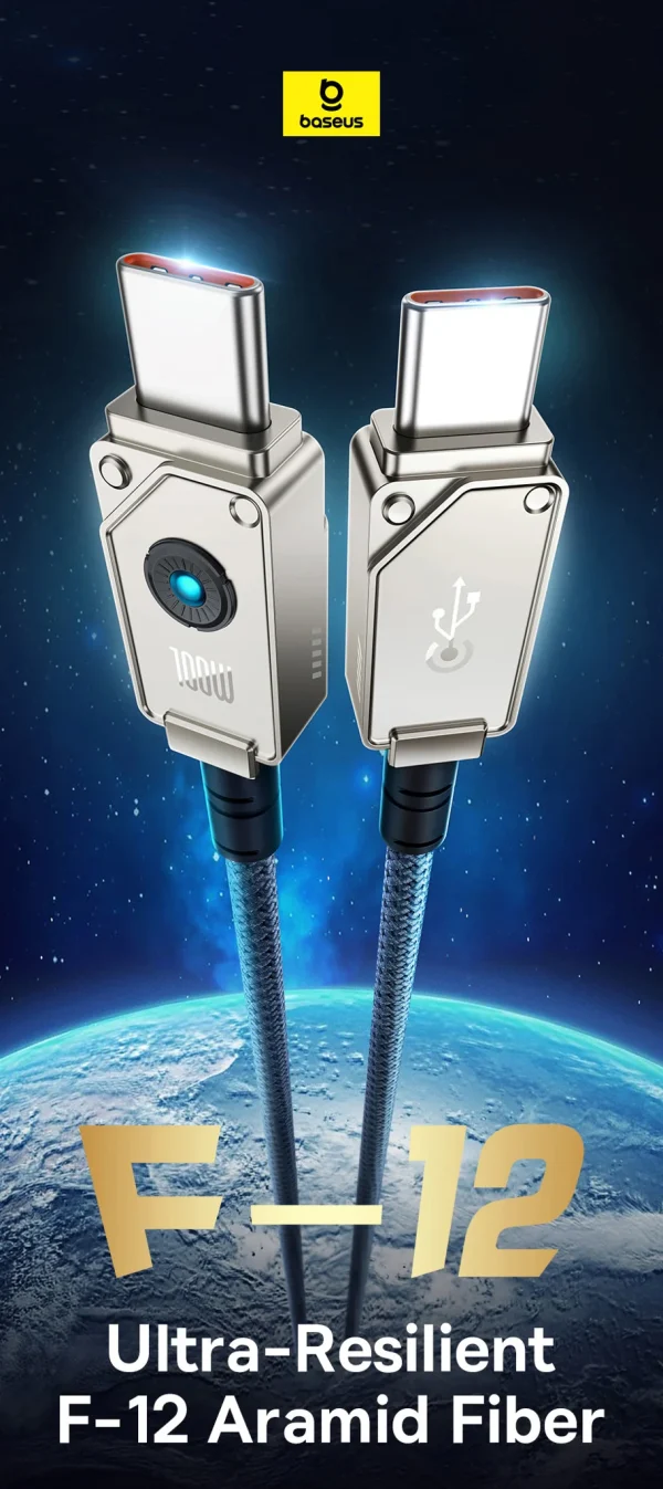 Baseus Unbreakable Series Fast Charging Data Cable Type-C to Type-C 100W 1M - Black - Image 7