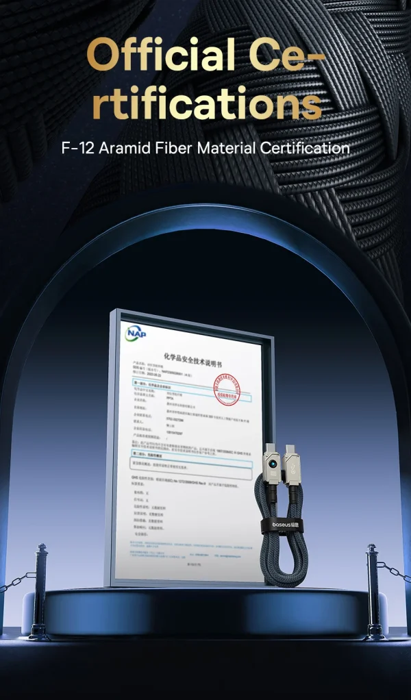 Baseus Unbreakable Series Fast Charging Data Cable Type-C to Type-C 100W 1M - Black - Image 3