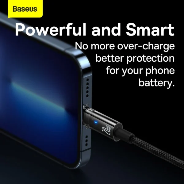 Baseus Explorer Auto Power Off Fast Charging Cable Type C to Iphone 20W 2M - Black - Image 3